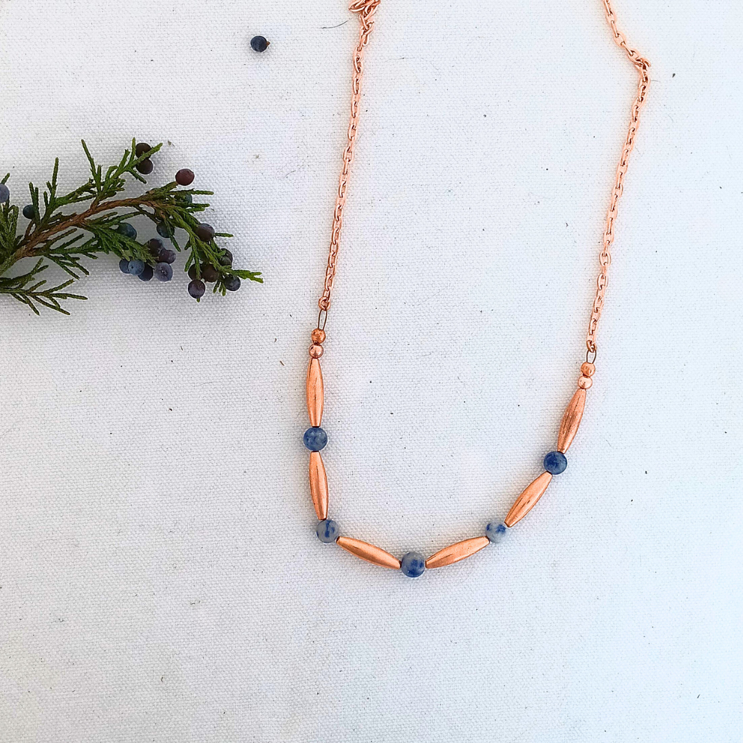 Cedar Berries Unalii Copper Necklace in Sodalite- Black Friday Early Access