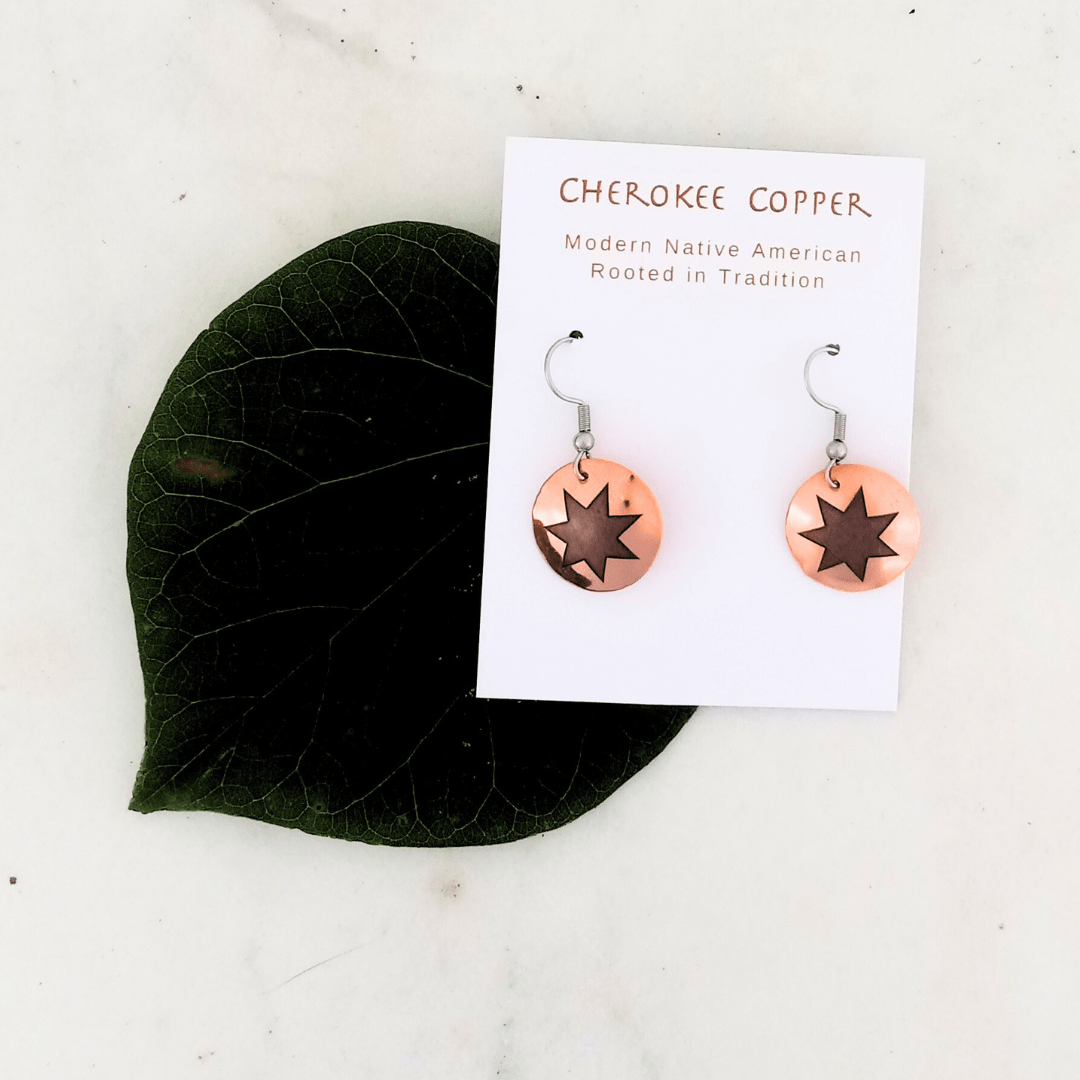 Cherokee Copper star earrings packaging