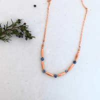 Copper necklace with blue beads