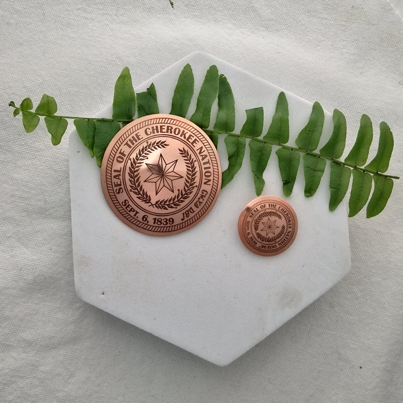 Cherokee Nation Seal copper pin and brooch set by Cherokee Copper