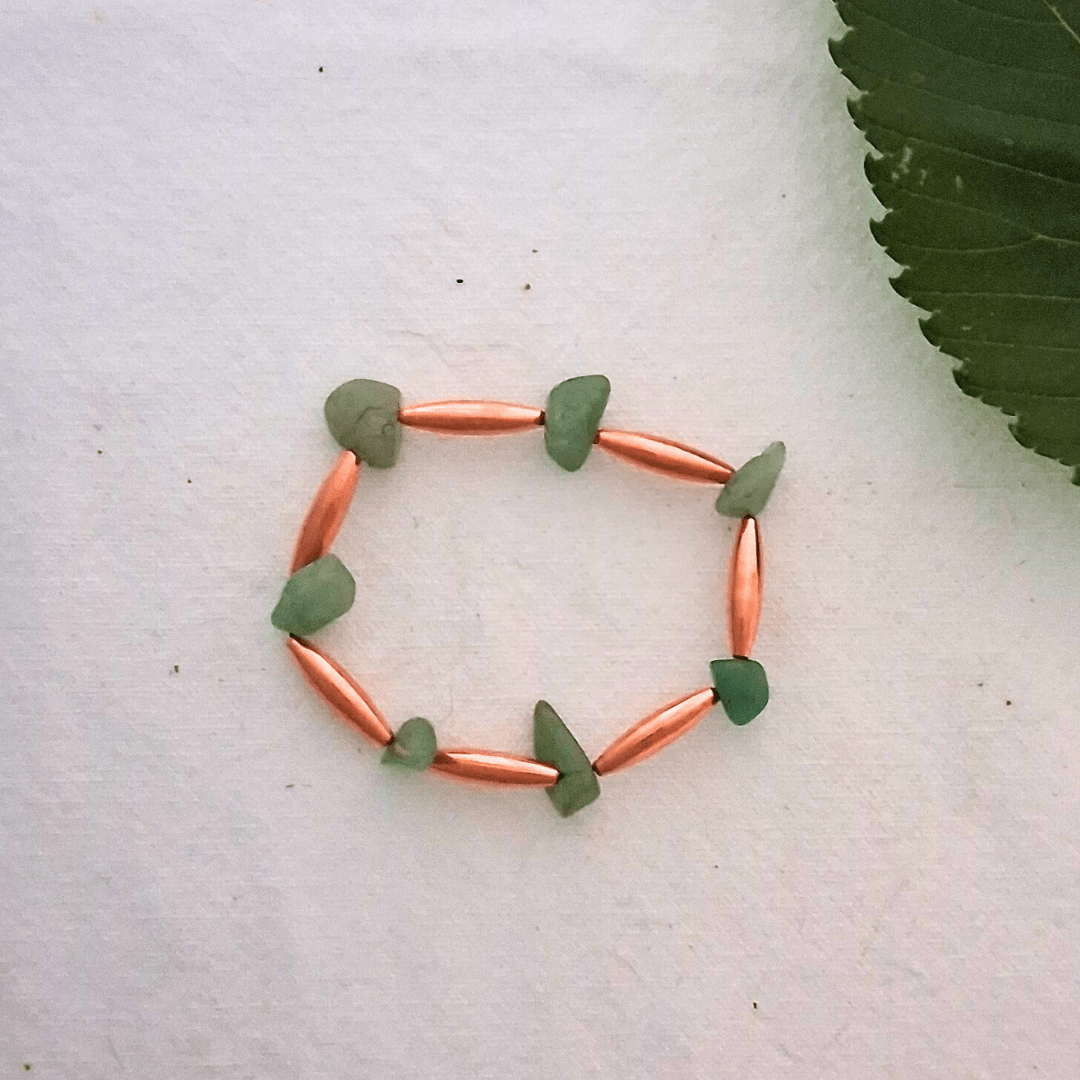 Green aventurine and copper bracelet