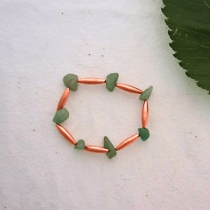 Green aventurine and copper bracelet