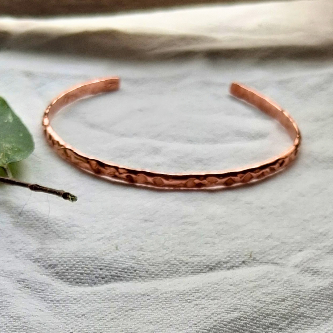 classic hammered copper cuff narrow width