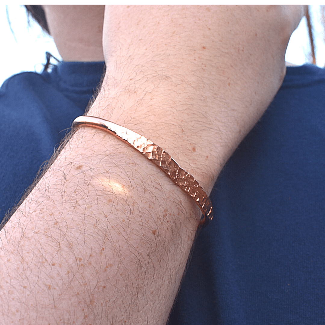 Joshua wearing Ross Copper Cuff 