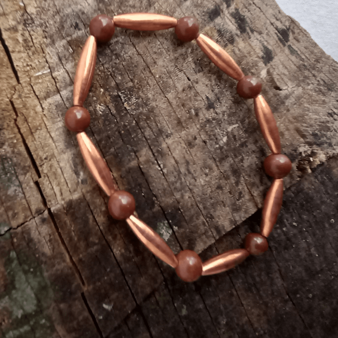 Clayunalii copper and stone bead bracelet