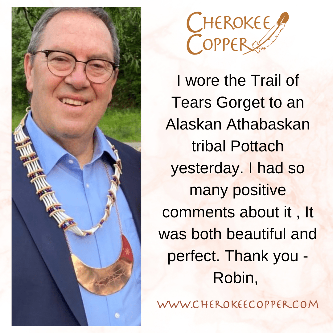 Man wearing gorget, Cherokee Copper